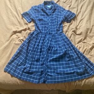 Gauzy vintage checker cotton dress